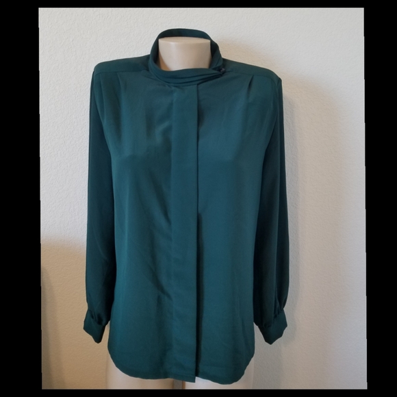 Pendleton Hidden Button Mock Neck Blouse - Picture 3 of 9